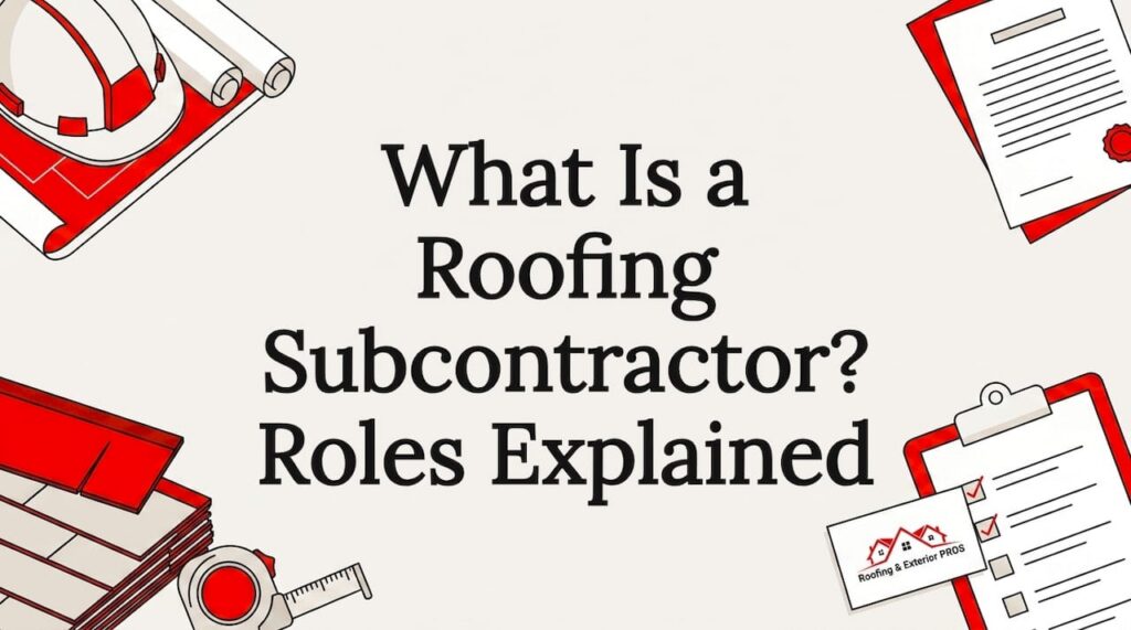 Decorative roofing subcontractor title card illustration