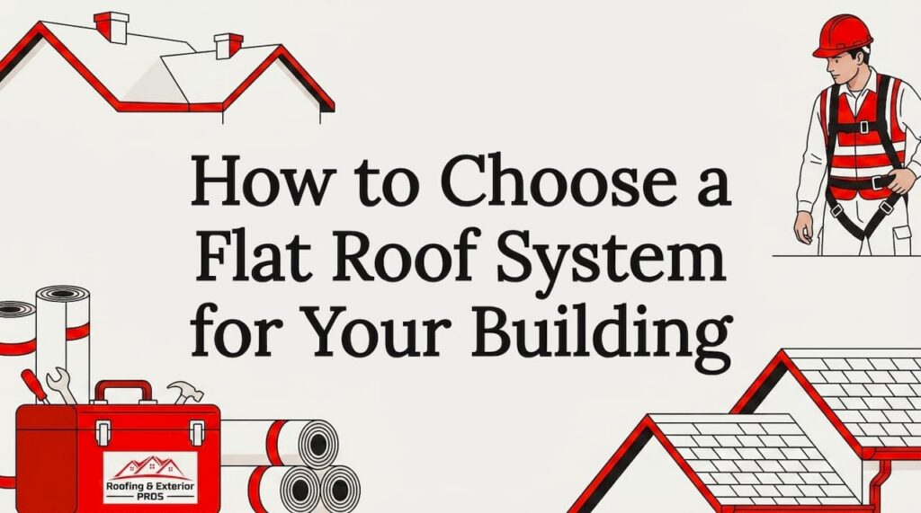 Flat roof elements framing blog title card