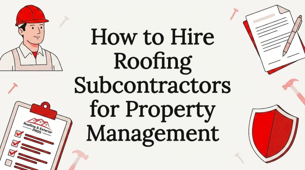Decorative roofing subcontractor title card illustration