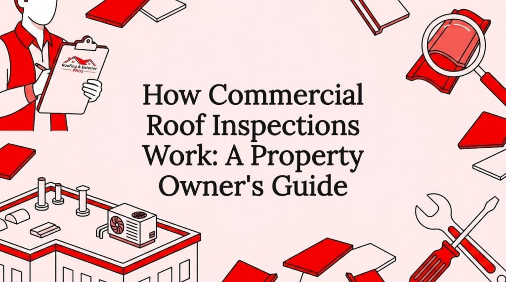 Decorative title card illustration with roofing theme