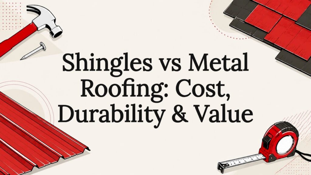 Decorative roofing title card illustration