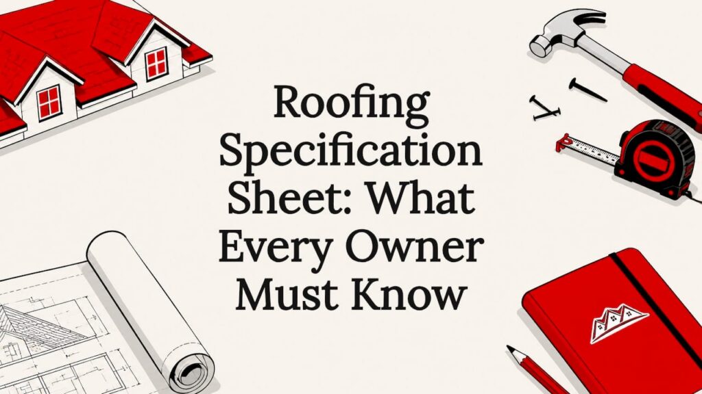 Decorative roofing title card illustration