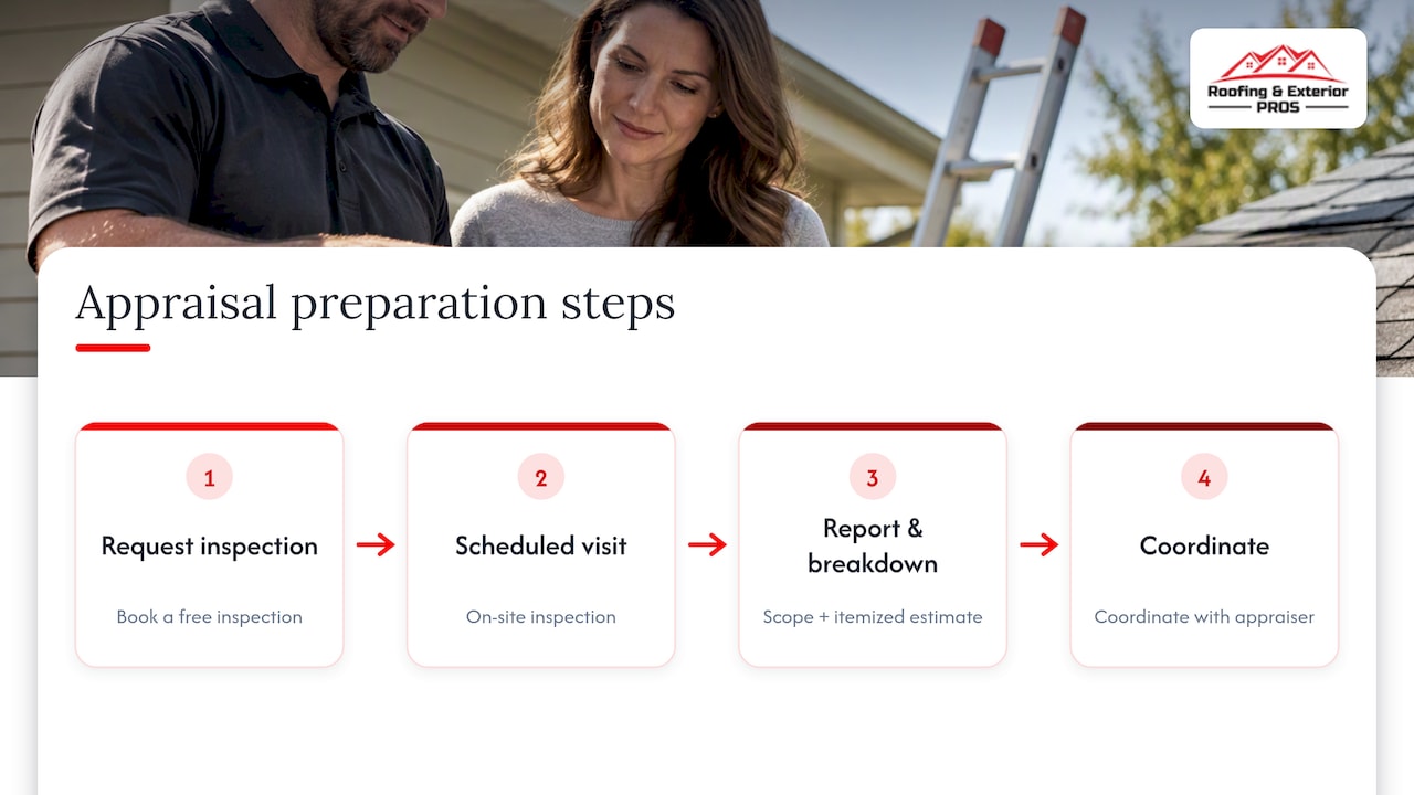 How Roofing & Exterior PROS helps homeowners prepare for appraisal — overview diagram