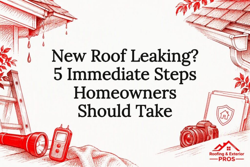 Decorative sketch of roof leak inspection tools